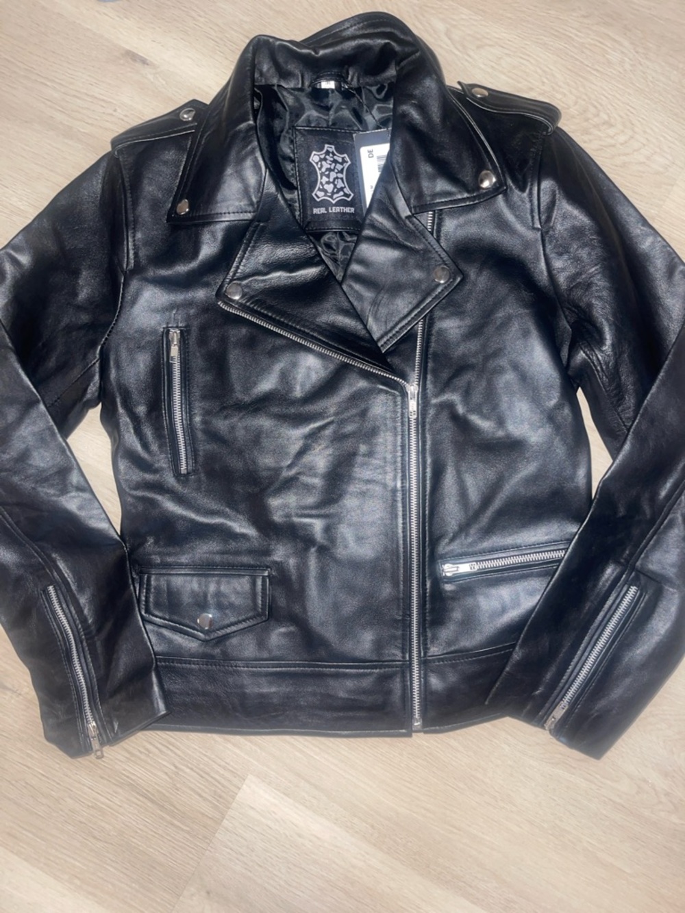 RL Leather Black Asymmetrical Moto Jacket - Picture 4 of 11